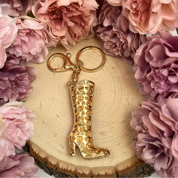 Pink and Red Crystal High Heel Boot Keychain Charm - Picture 11 of 14